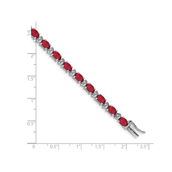 10.80 Carat (ctw) Lab-Created Ruby Bracelet in 14K White Gold Image 3