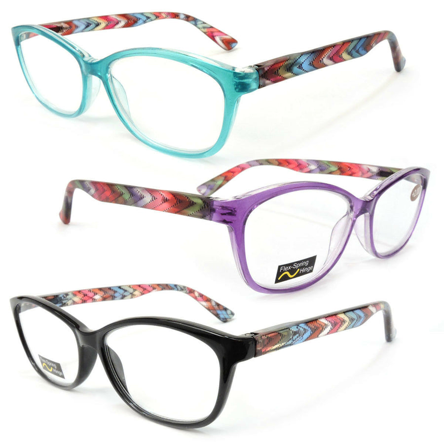 Classic Frame Reading Glasses Colorful Arms Retro Vintage Style Image 1