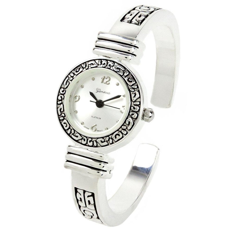 Silver Western Style Decorated Bangle Cuff Watch for Women Image 1