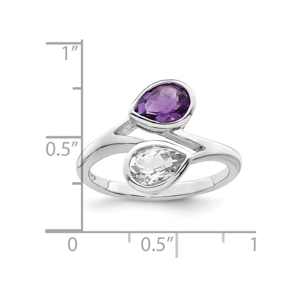 1.50 Carat (ctw) Amethyst and White Topaz Ring in Sterling Silver Image 2