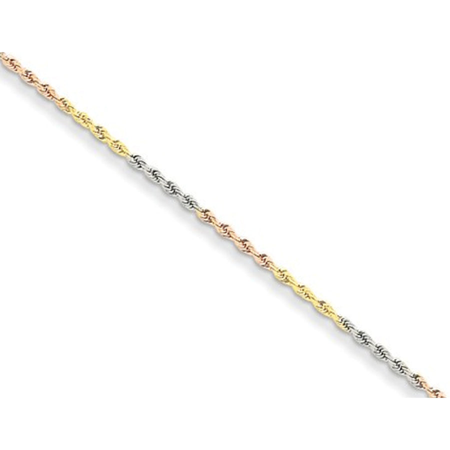 Diamond Cut Rope Chain Anklet in 14K YellowWhite and Pink Gold 9 Inches Image 1