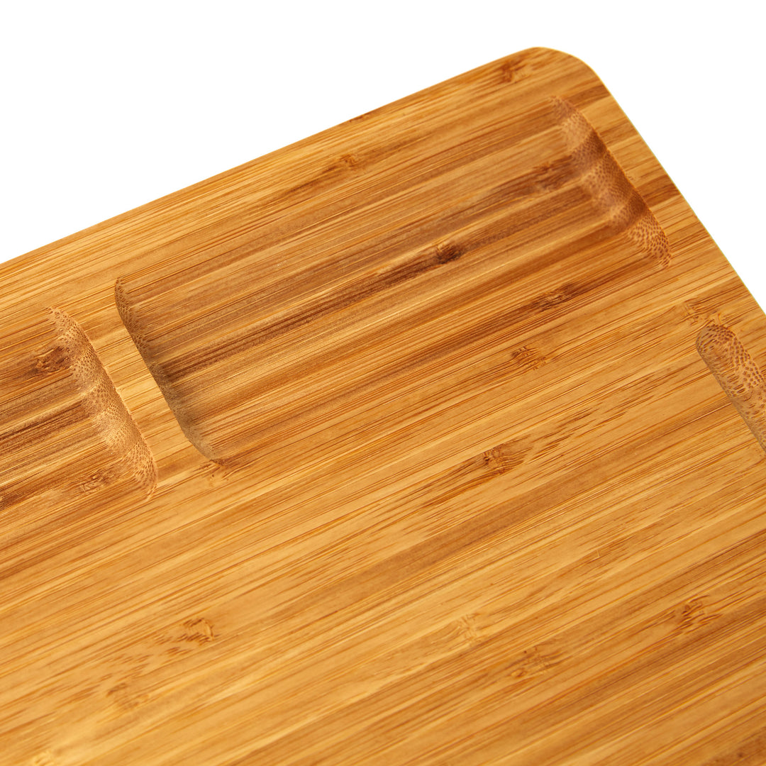 Vaiyer Bamboo Wood Cutting Board For KitchenWith 3 Built-in Compartments And Juice GroovesButcher BlockHeavy Duty Image 3