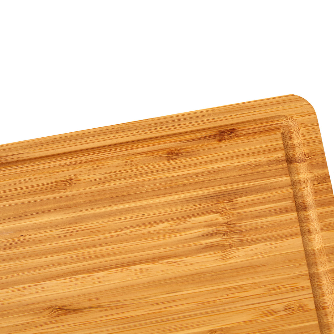 Vaiyer Bamboo Wood Cutting Board For KitchenWith 3 Built-in Compartments And Juice GroovesButcher BlockHeavy Duty Image 4