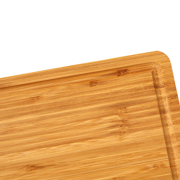Vaiyer Bamboo Wood Cutting Board For KitchenWith 3 Built-in Compartments And Juice GroovesButcher BlockHeavy Duty Image 4