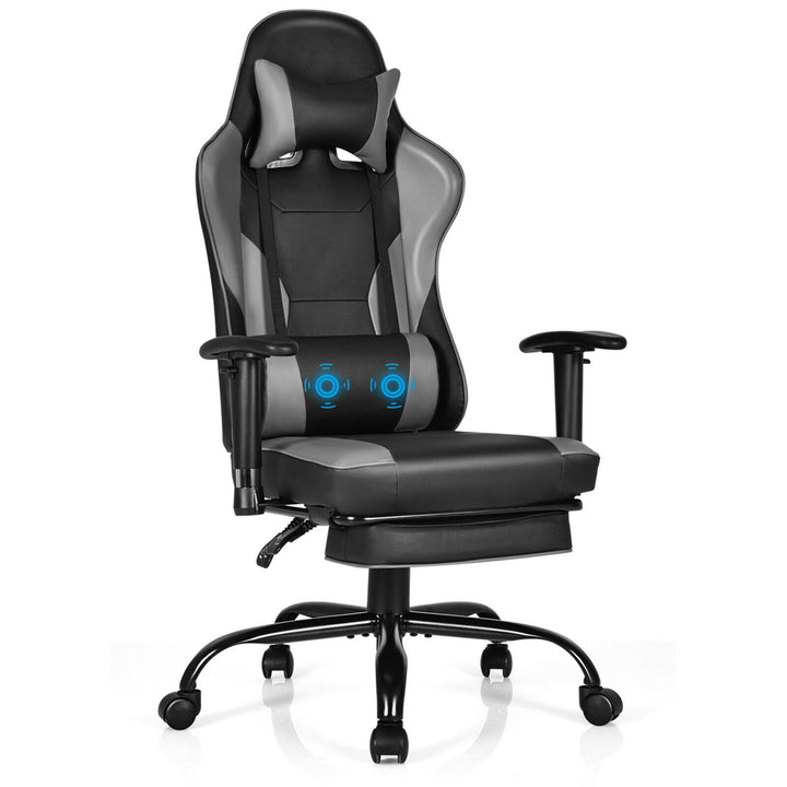 Massage Gaming Chair Racing Computer Task Chair Recliner w/Footrest Image 11