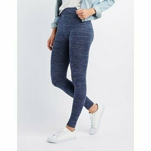 2-Pack: High-Waisted Fleece Lined Marled Leggings - Regular and Plus Sizes Image 2