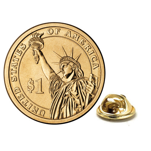 Statue of Liberty Presidential Dollar Lapel PinUncirculated One Dollar Coin Gold Pin Image 1