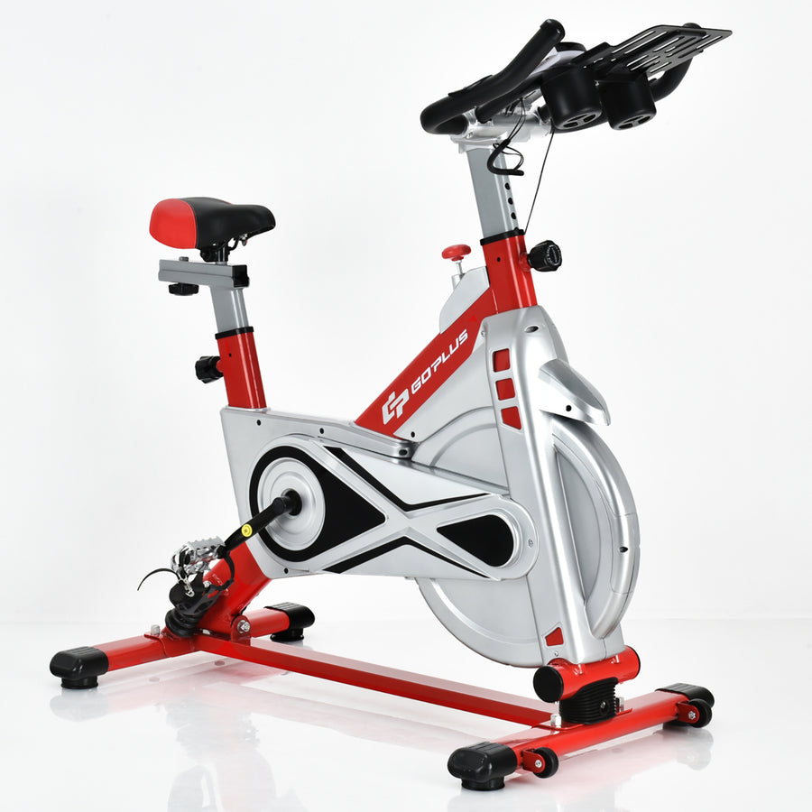 Goplus Indoor Stationary Exercise Cycle Bike Bicycle Workout w/ Large Holder Red\Black Image 1