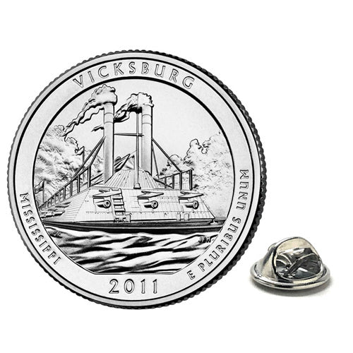 Vicksburg National Military Park Coin Lapel Pin Uncirculated U.S. Quarter 2011 Tie Pin Image 1