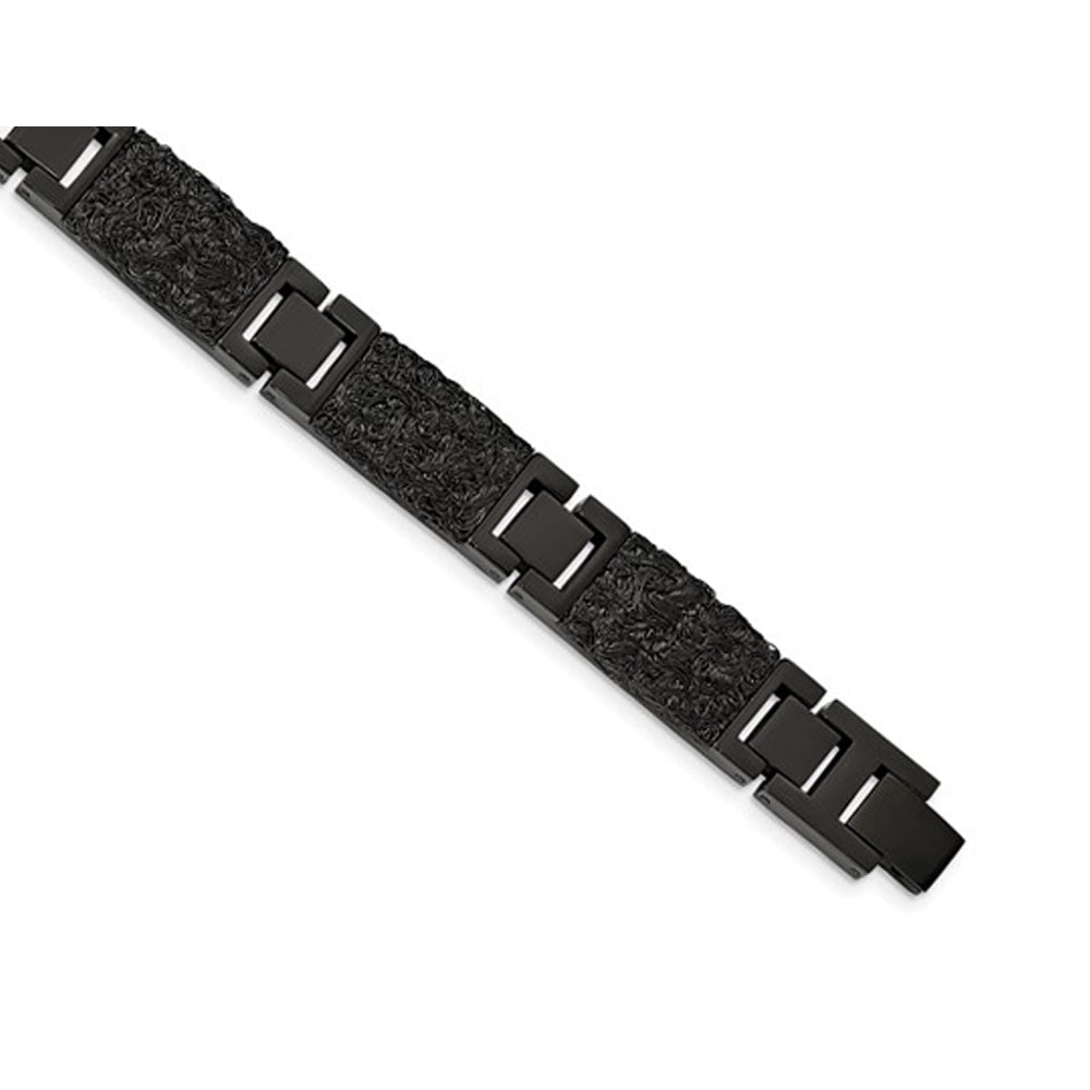 Mens Black Plated Stainless Steel Bracelet (8.50 Inches) Image 3