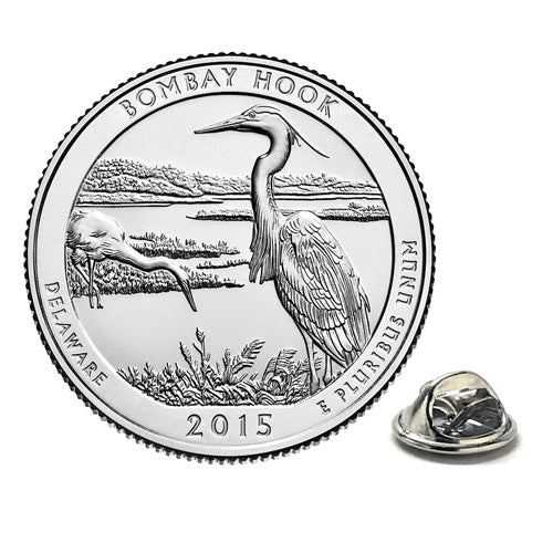 Bombay Hook National Wildlife Refuge Coin Lapel Pin Uncirculated U.S. Quarter 2015 Tie Pin Image 1