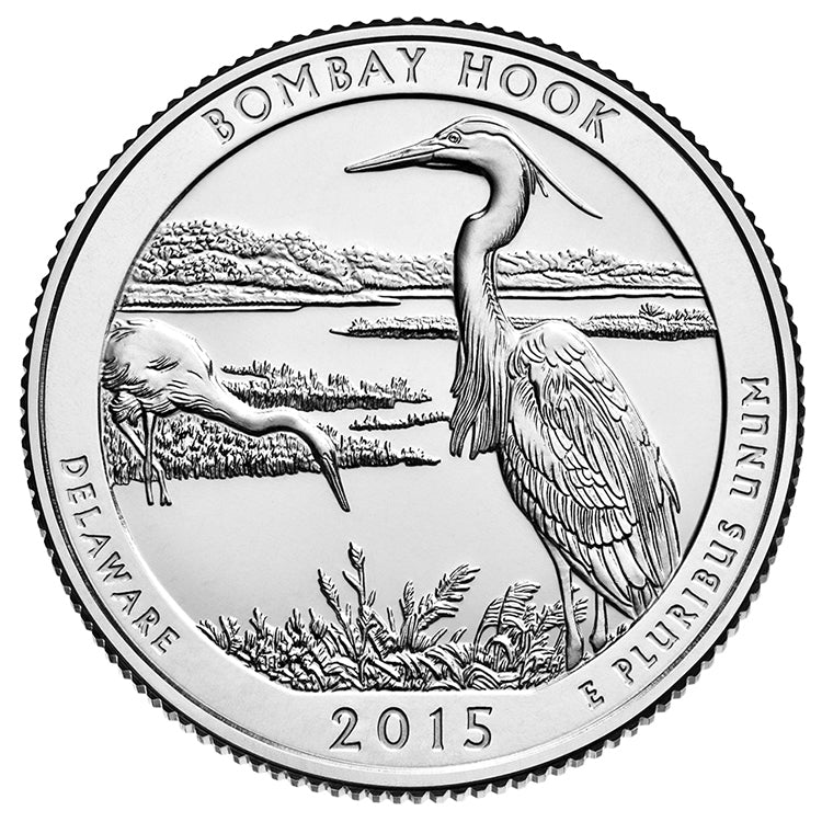 Bombay Hook National Wildlife Refuge Coin Lapel Pin Uncirculated U.S. Quarter 2015 Tie Pin Image 2