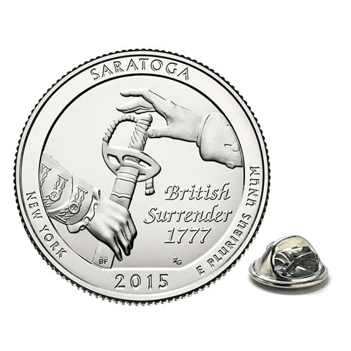 Saratoga National Historical Park Coin Lapel Pin Uncirculated U.S. Quarter 2015 Tie Pin Image 1