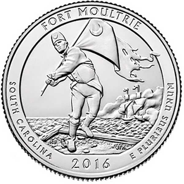 Fort Moultrie at Fort Sumter National Monument Coin Lapel Pin Uncirculated U.S. Quarter 2016 Tie Pin Image 2