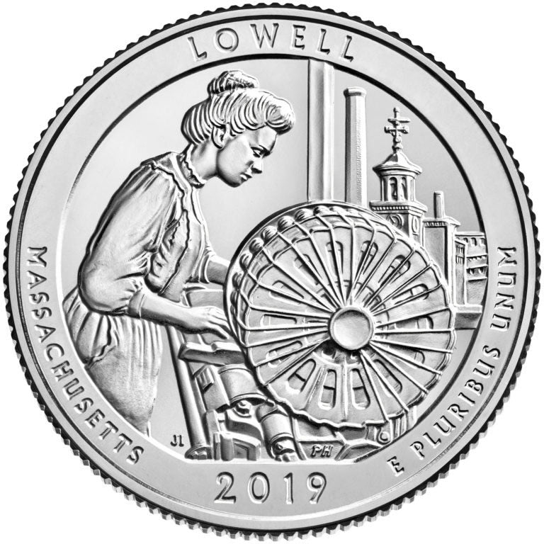 Lowell National Historical Park Coin Lapel Pin Uncirculated U.S. Quarter 2019 Tie Pin Image 2