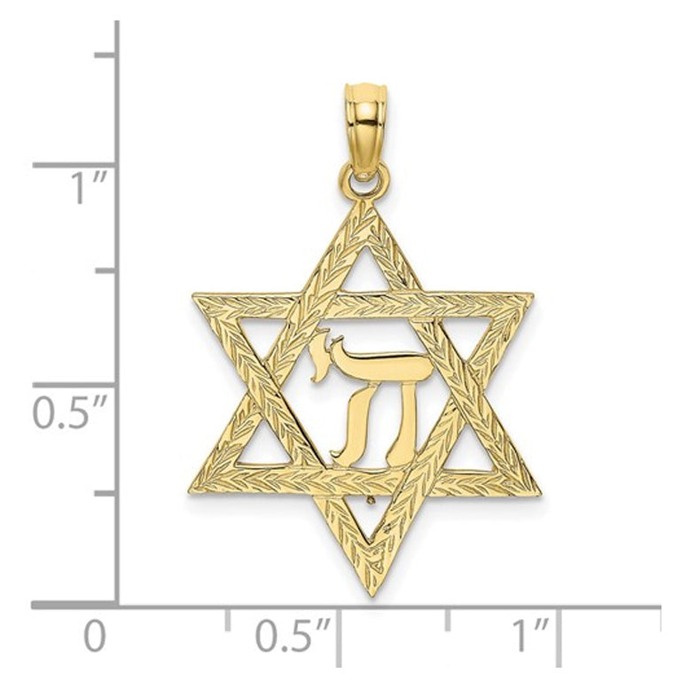 Chai and Star of David Pendant Necklace Charm in 10K Yellow and White Gold with Chain Image 2