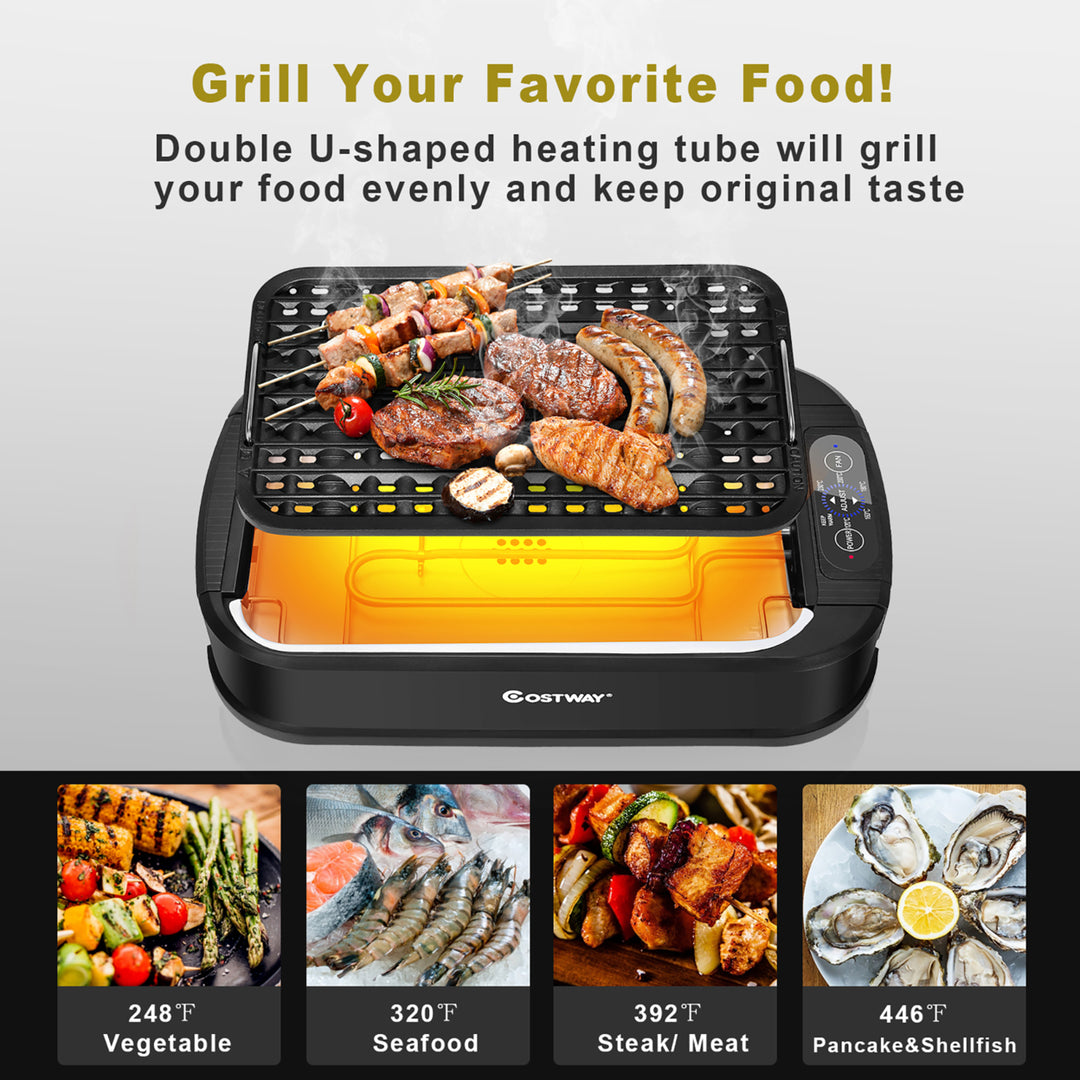 Smokeless Electric Grill Portable Nonstick BBQ w/ Turbo Smoke Extractor Image 4