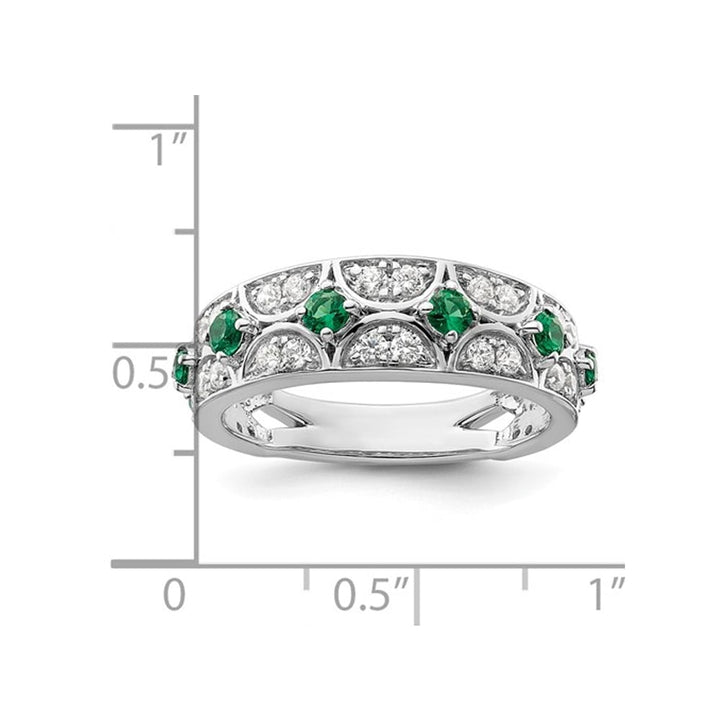 1/2 Carat (ctw) Lab-Created Emerald Band Ring in 14K White Gold with Lab-Grown Diamonds 1/3 Carat (ctw) (SIZE 7) Image 4