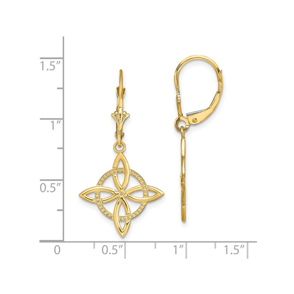 14K Yellow Gold Small Celtic Eternity Knot Leverback Earrings Image 4