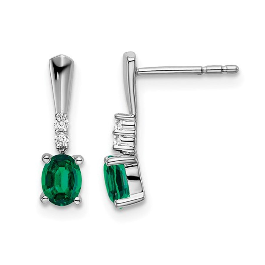 7/10 Carat (ctw) Lab-Created Emerald Earrings in 14K White Gold Image 1