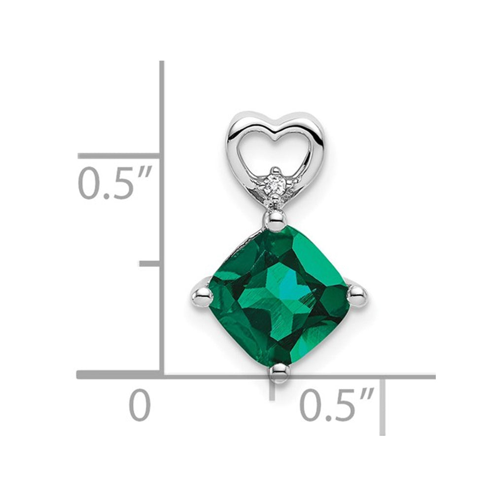 1.60 Carat (ctw) Lab-Created Emerald Heart Pendant Necklace in 14K White Gold r with Chain Image 2