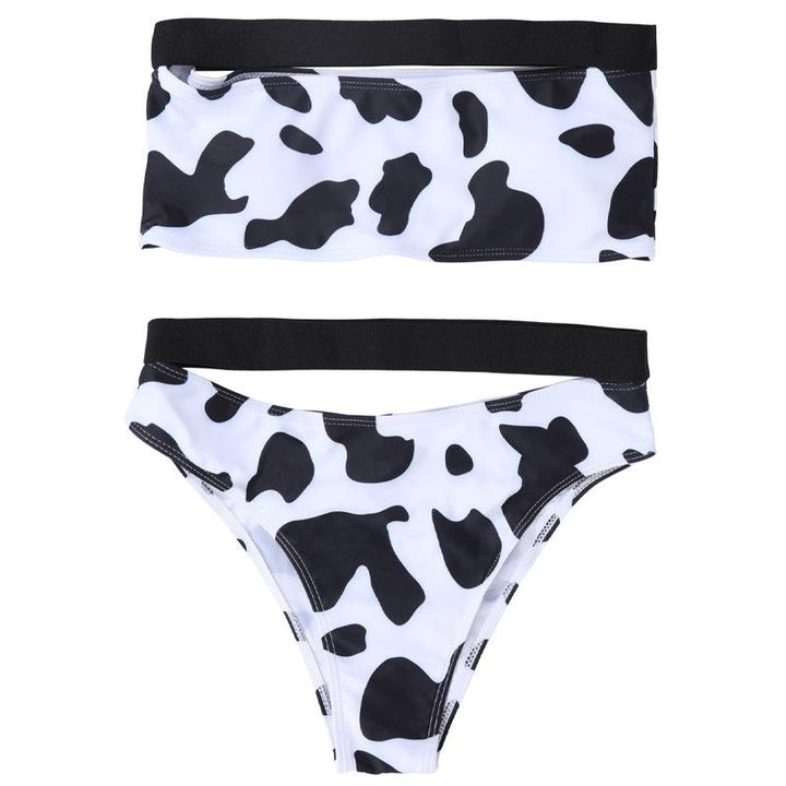 Cow Print Split Swimsuit Solid Color Sexy Bikini Image 6