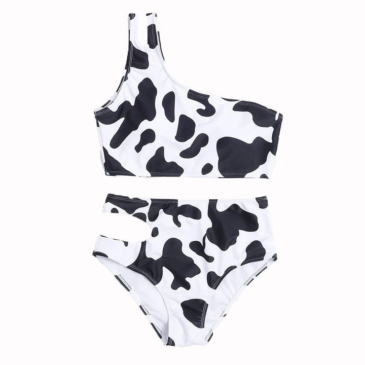 high waist split cow pattern print Bikini Set Swimsuit Swimwear Image 6
