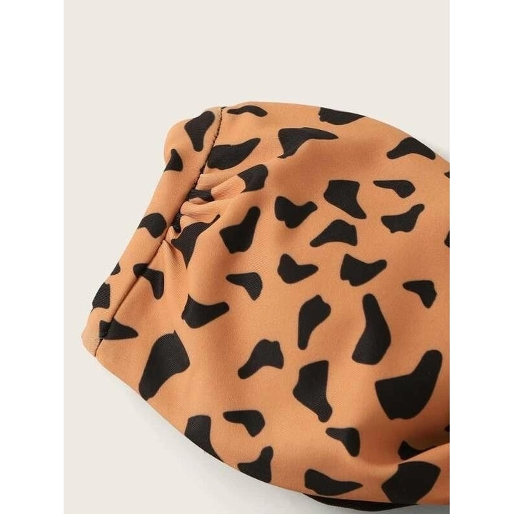 Leopard Knot Front Bandeau Bikini Swimsuit Image 3