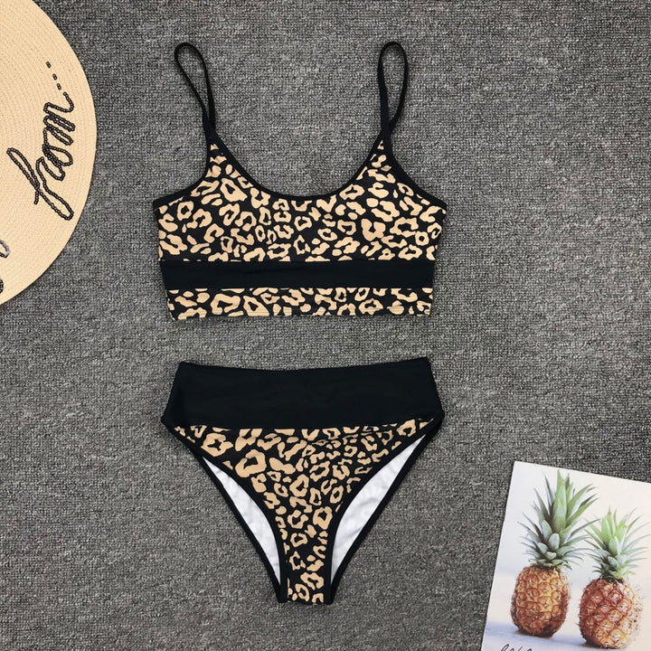 Leopard Off Shoulder Top With Tanga Bikini Set Image 4