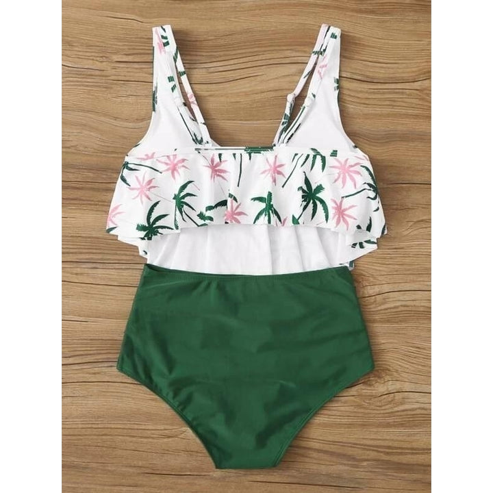 Palm Tree Ruched Bikini Swimsuit Image 2