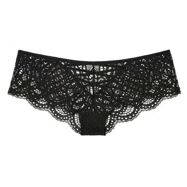 Sexy Underwear Hollow Out Cross Lace Up Thongs and G String Women Panties Elastic Lace Bandage Transparent Black Briefs Image 3