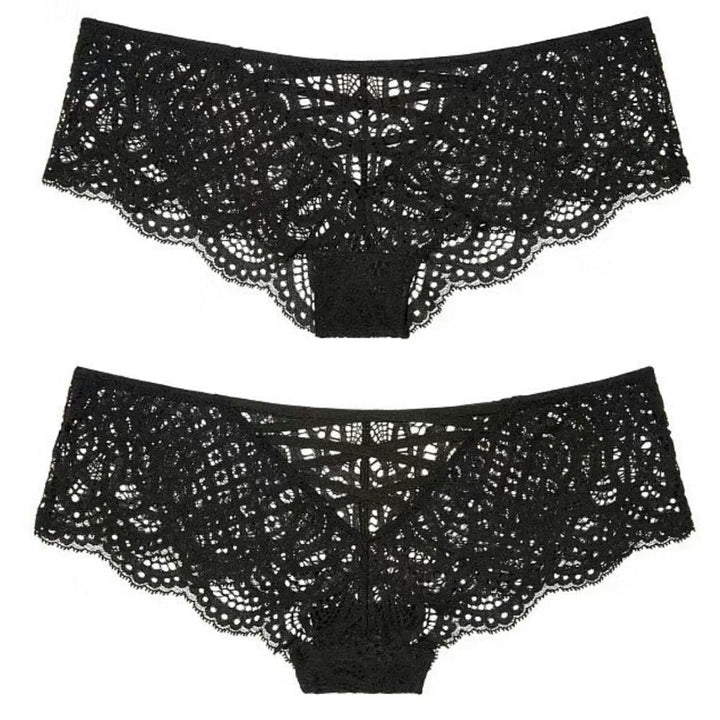 Sexy Underwear Hollow Out Cross Lace Up Thongs and G String Women Panties Elastic Lace Bandage Transparent Black Briefs Image 12