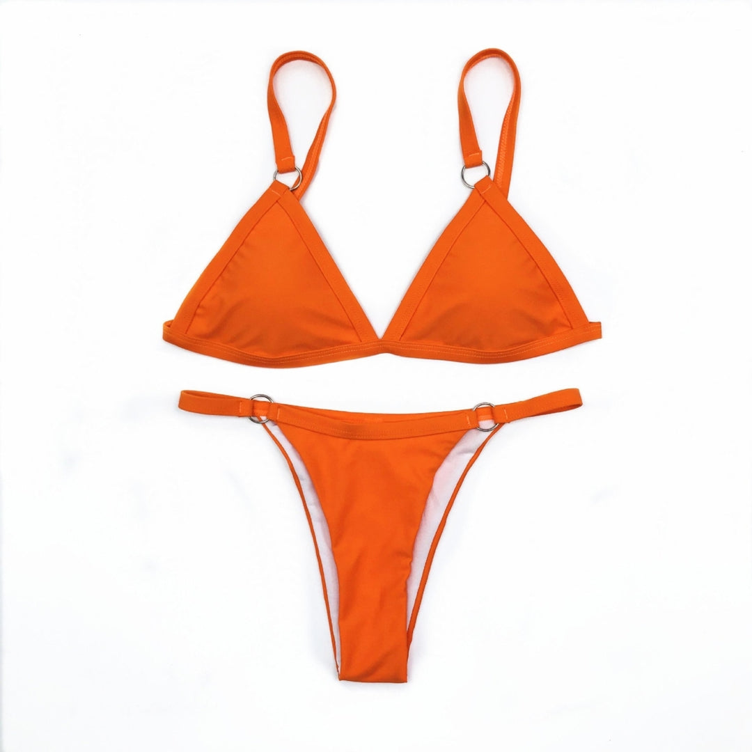 Split Swimsuit Pure Color Good Quality Bikini Set Swimsuit Swimwear Image 4