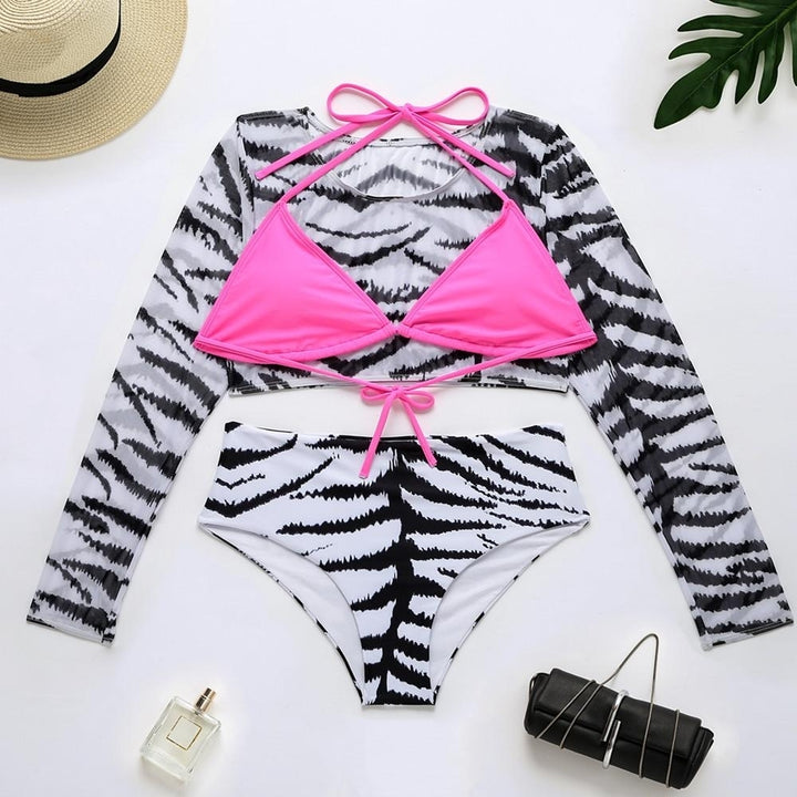 Three-piece Leopard Print Split Swimsuit Bikini Set Swimsuit Swimwear Image 3