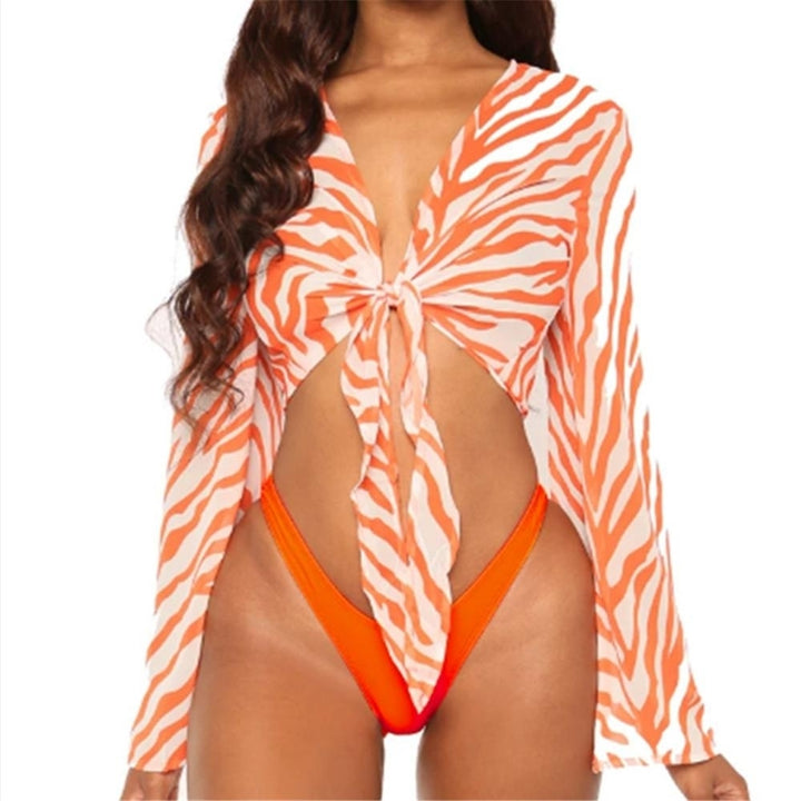 Three-piece Mesh Bikini Set Swimsuit Swimwear Image 3
