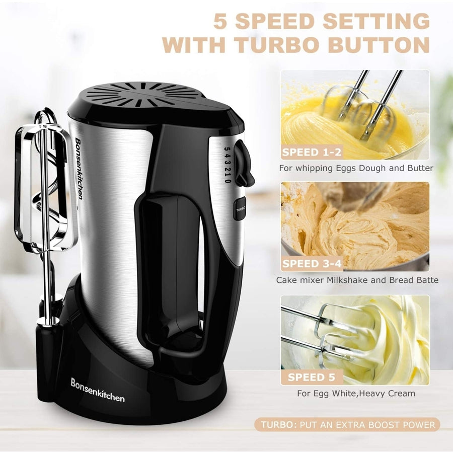 Handheld Mixer with 5-SpeedStorage Base and 4 Stainless Steel Accessories Image 1