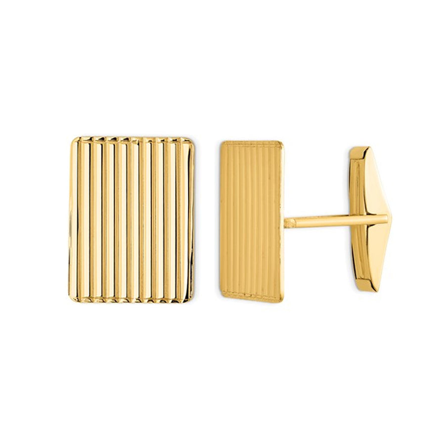 Mens Grooved Cuff Links in 14K Yellow Gold Image 1
