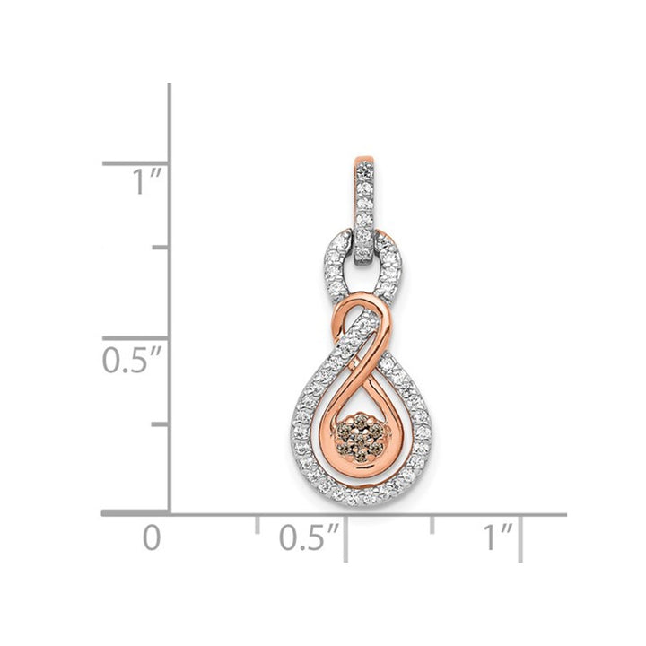 1/4 Carat (ctw) Champagne Diamond Drop Infinity Pendant Necklace in 14K White Gold with Chain Image 3