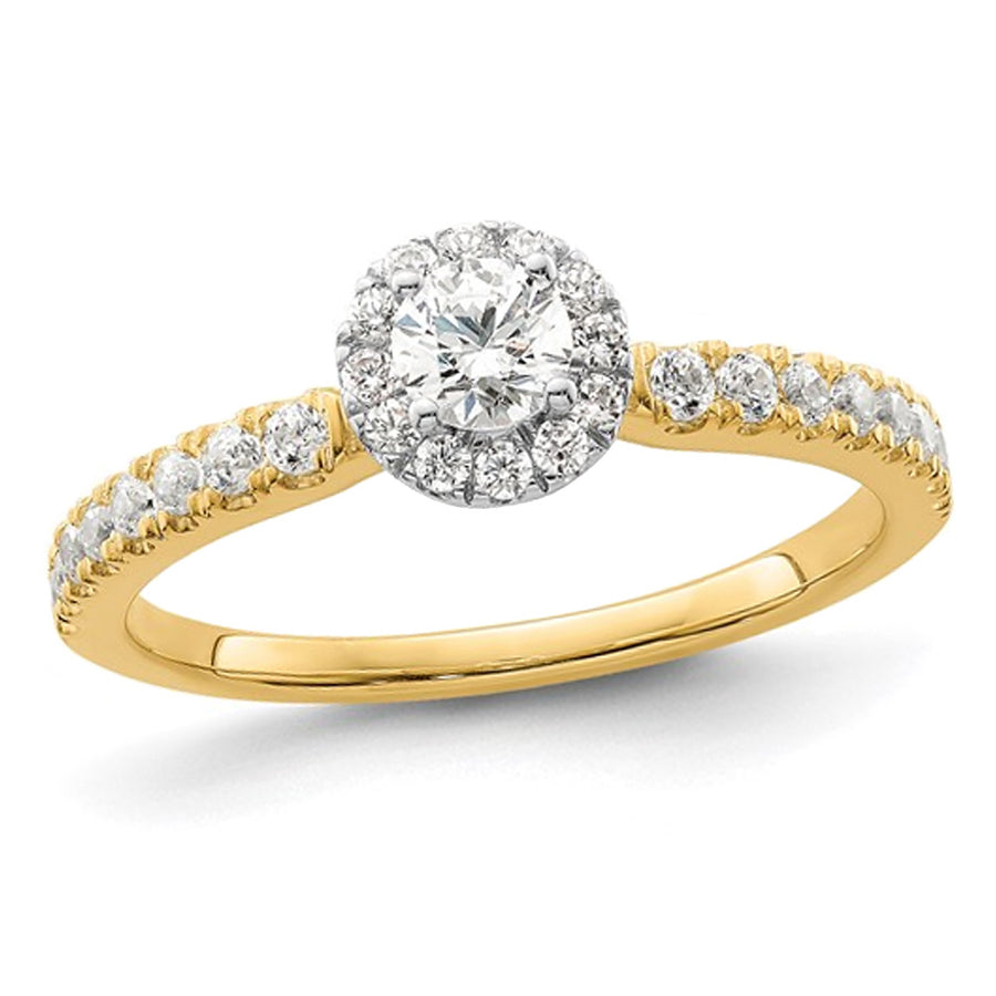 3/5 Carat (ctw I2-I3) Diamond Halo Engagement Ring in 14K Yellow Gold Image 1