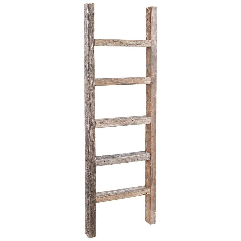 Decorative Ladder - Reclaimed Old Wooden Ladder 4 Foot Rustic Barn Wood Image 2