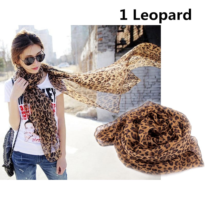 Leopard Chiffon Scarf Image 1