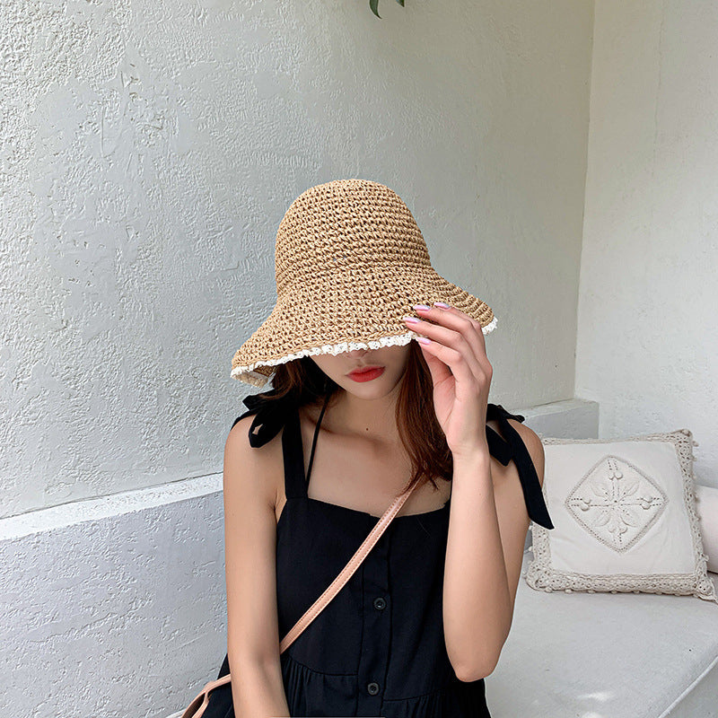 Girls Fresh Beach Sunshade Hat Foldable Image 1