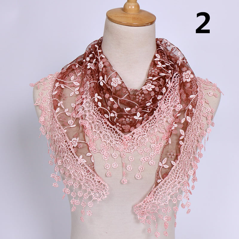 Lace Hollow Ladies Triangle Scarf Image 3