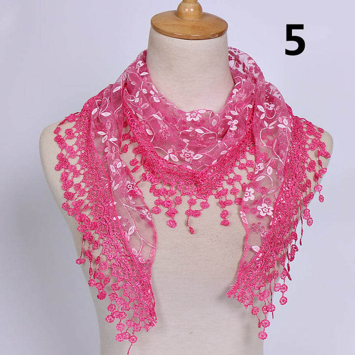 Lace Hollow Ladies Triangle Scarf Image 6
