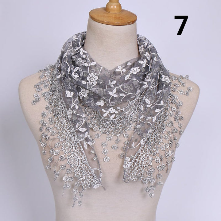 Lace Hollow Ladies Triangle Scarf Image 8