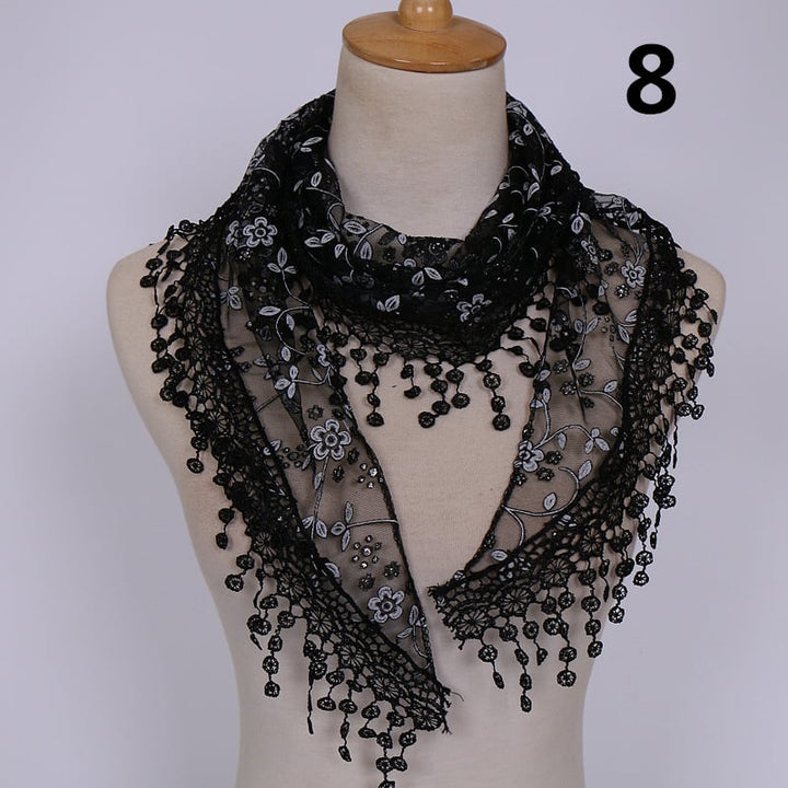 Lace Hollow Ladies Triangle Scarf Image 9