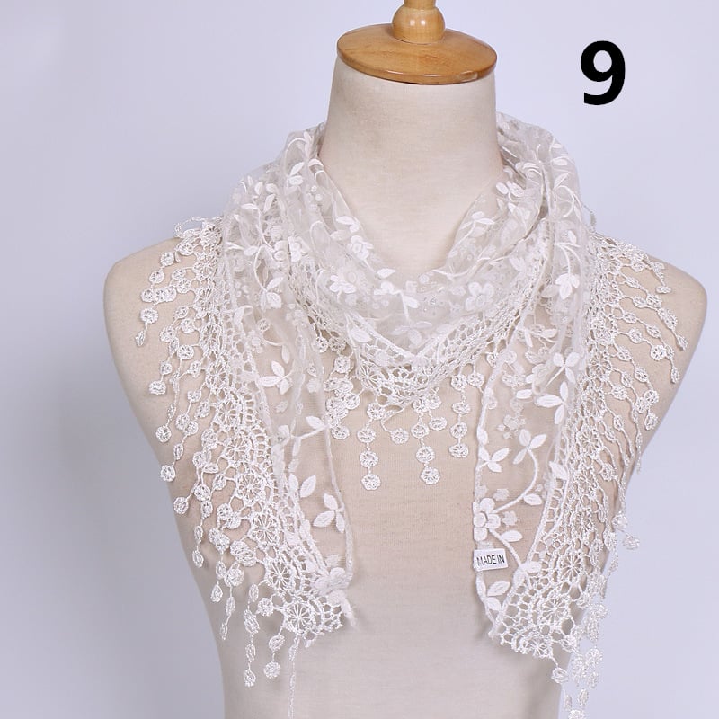 Lace Hollow Ladies Triangle Scarf Image 10