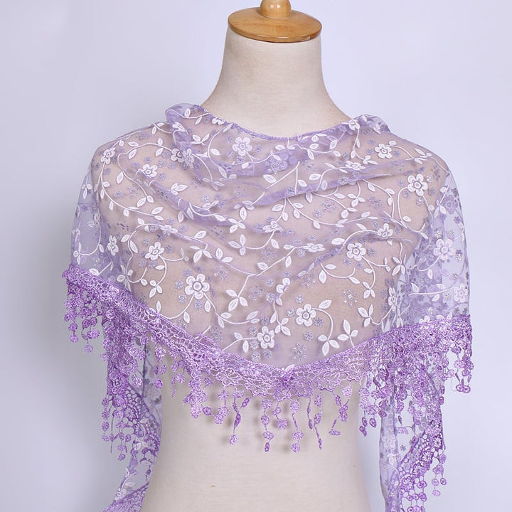 Lace Hollow Ladies Triangle Scarf Image 12