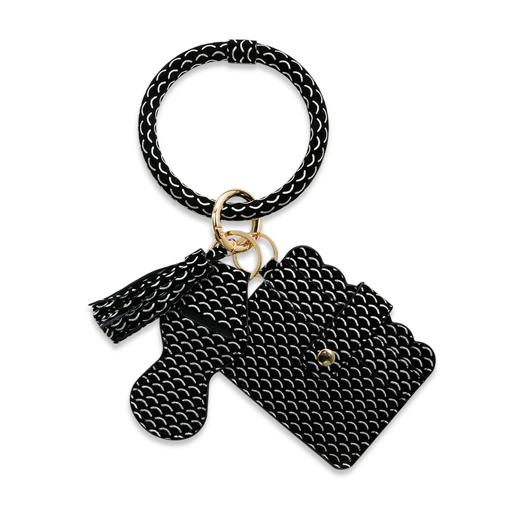 Pu Card Holder Id Bag Bracelet Key Ring Image 2