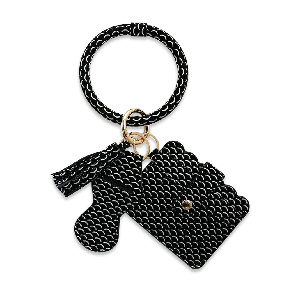 Pu Card Holder Id Bag Bracelet Key Ring Image 1